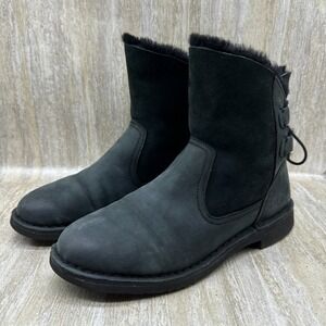 UGG Naiyah Women's Size 7‎ US Black Suede Bow Ankle Winter Bootie Boots 1019164